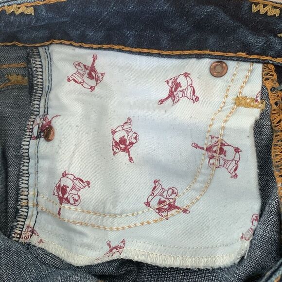 True Religion Women's Blue Flare Leg Cut Off at Bottom Jeans Size 28 - Picture 13 of 13